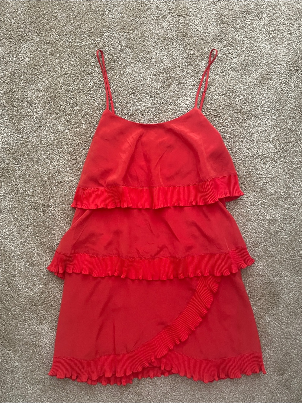 BCBGMAXAZRIA Orange Ruffle Silk Dress